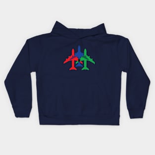 Three Colorful Airplanes Design Kids Hoodie